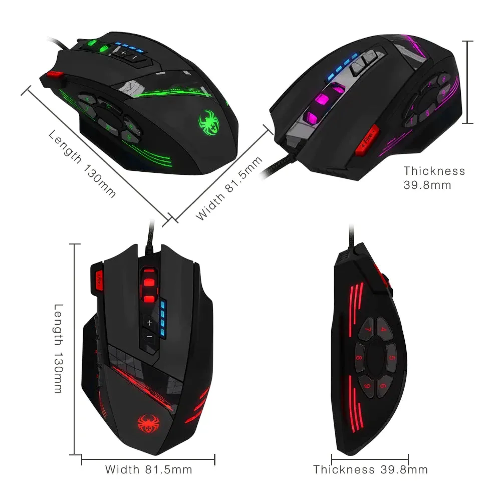 12 Buttons 4 Level DPI Gaming Mouse