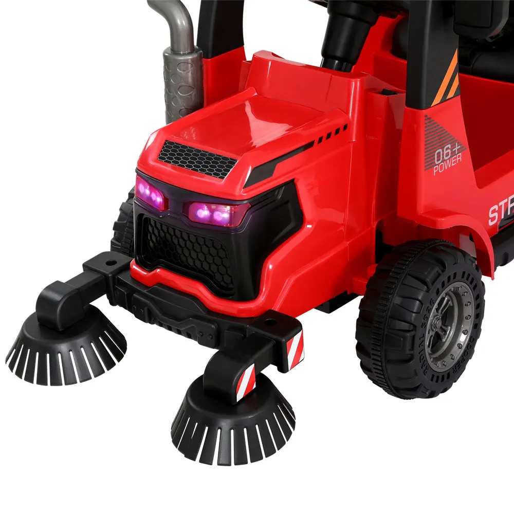 12V Red Kids Electric Ride On Sweeper Truck w/ Remote - Rigo