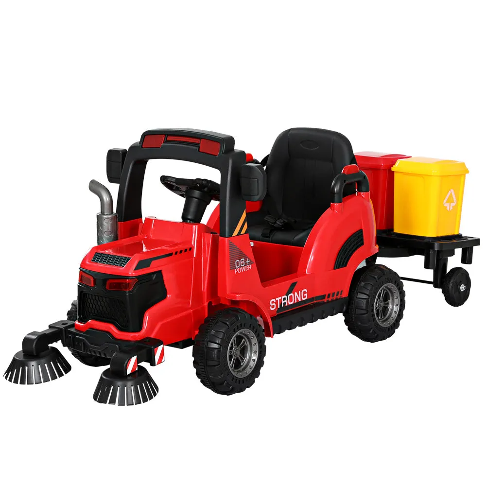 12V Red Kids Electric Ride On Sweeper Truck w/ Remote - Rigo