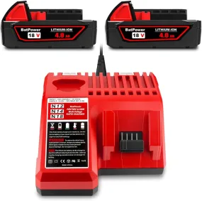 18V 4.0AH 48-11-1820 Compact Battery with Charger Combo for Milwaukee 18V M18 Battery and Charger 2.0 AH 1.5 Ah 3.0 Ah 18V Lithium Battery Charger Kit