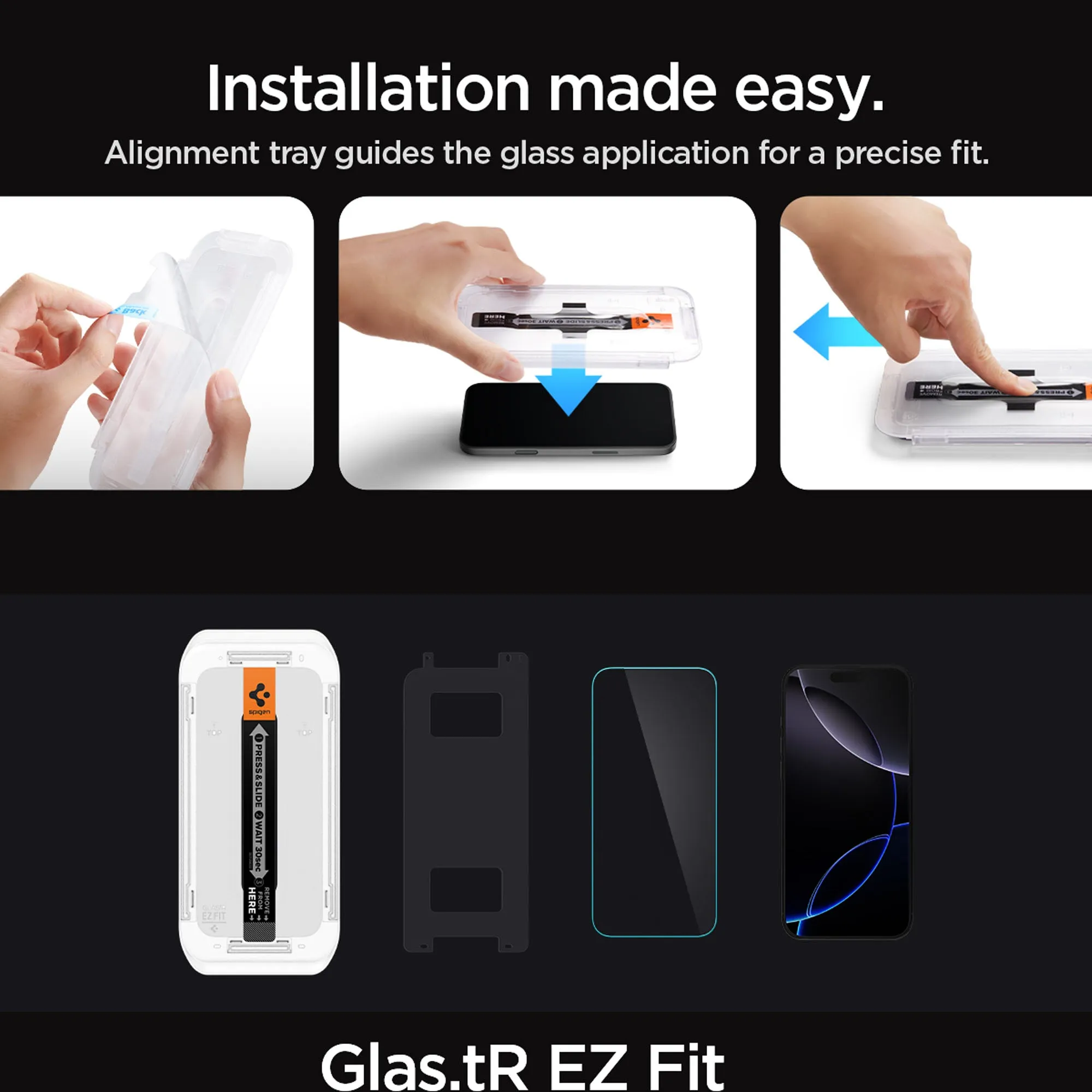 [2 PACK] Spigen Glas.tR EZ Fit Tempered Glass Screen Protector for iPhone 16 & 15 Series - Clear