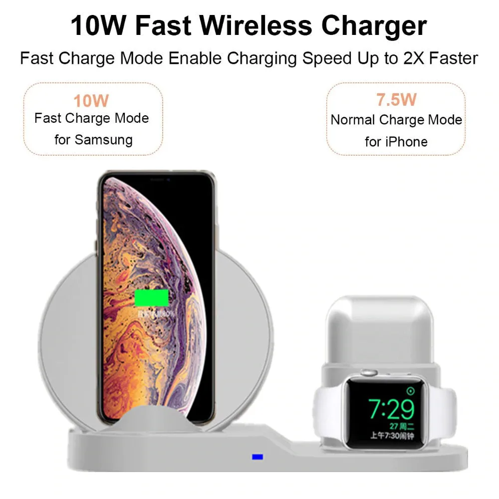 3 in 1 Wireless Charger 10W Fast Wireless Charging Pad