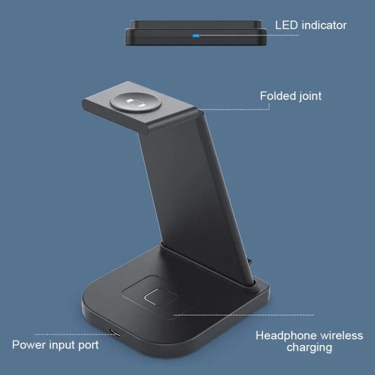 3-in-1 Wireless Charging Stand for iPhone, Apple Watch, and AirPods - Foldable Multi-Function Charger