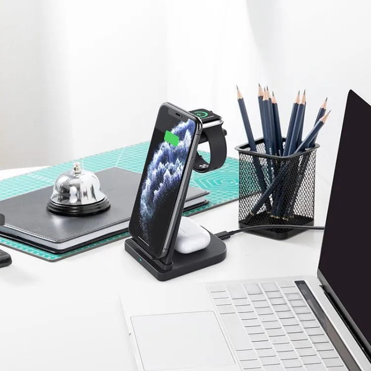 3-in-1 Wireless Charging Stand for iPhone, Apple Watch, and AirPods - Foldable Multi-Function Charger