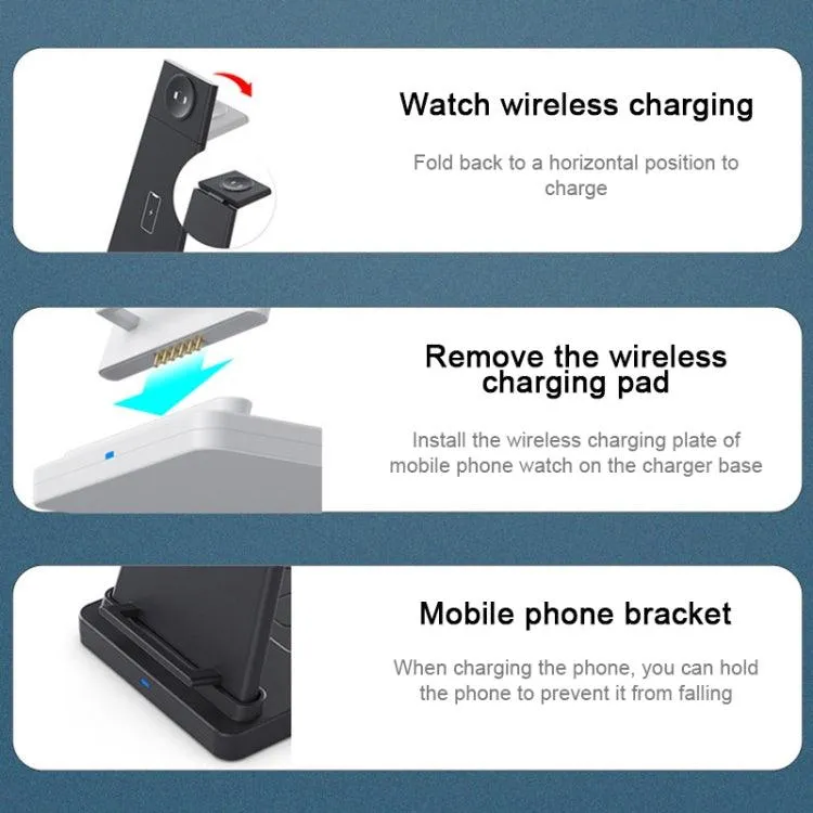 3-in-1 Wireless Charging Stand for iPhone, Apple Watch, and AirPods - Foldable Multi-Function Charger