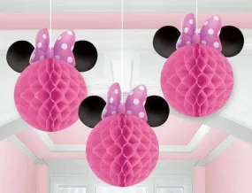 3 Pack Minnie Mouse Honeycomb Hanging Decoration - 26cm