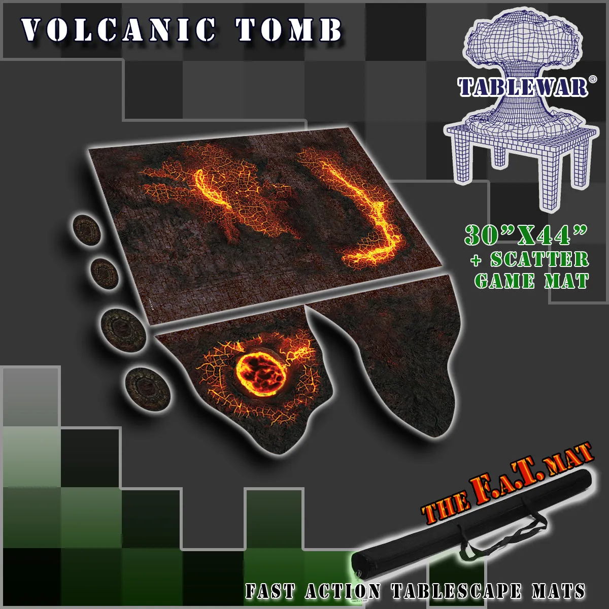 30x44" 'Volcanic Tomb'   Scatter Terrain F.A.T. Mat