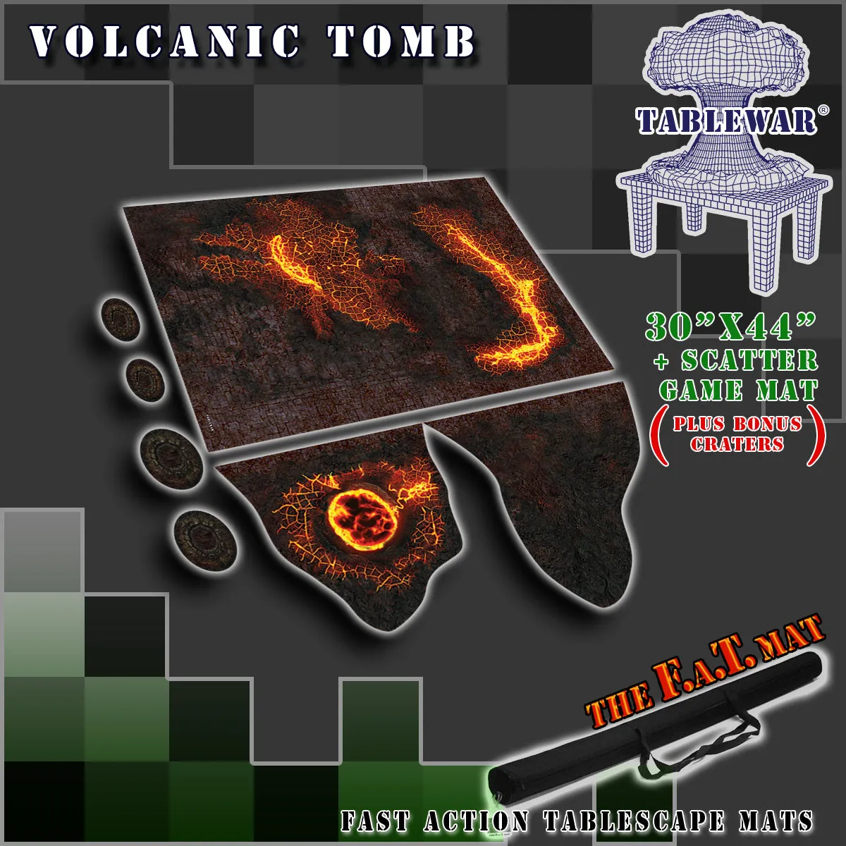 30x44" 'Volcanic Tomb'   Scatter Terrain F.A.T. Mat