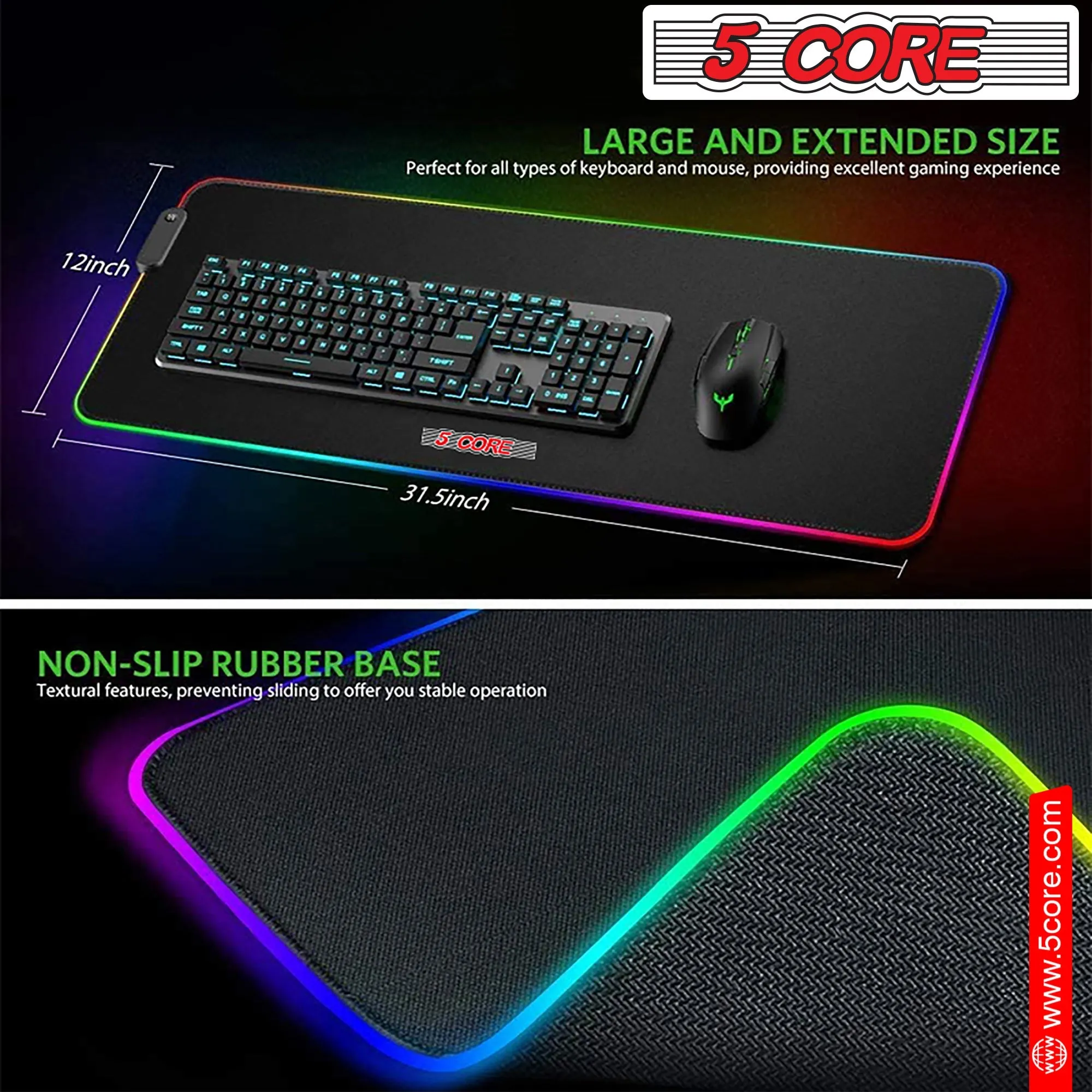 5Core RGB Soft Padded Gaming Mouse Pad