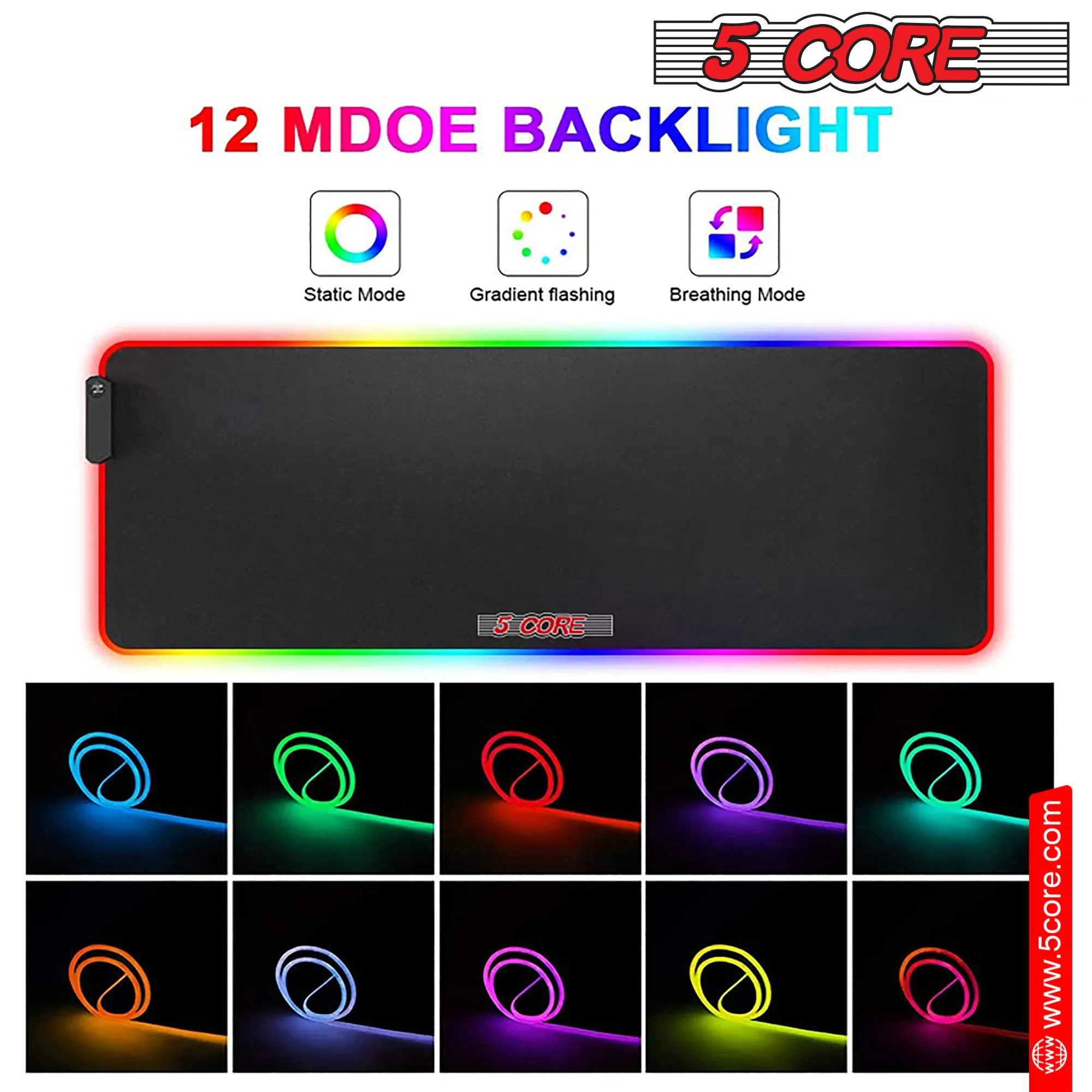 5Core RGB Soft Padded Gaming Mouse Pad