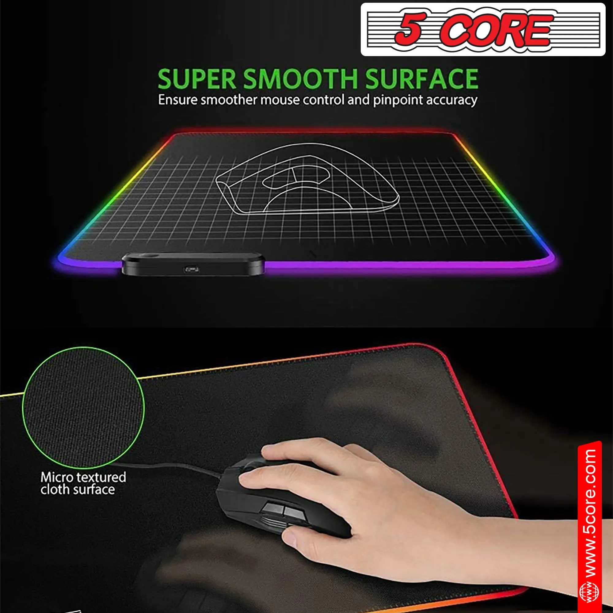 5Core RGB Soft Padded Gaming Mouse Pad