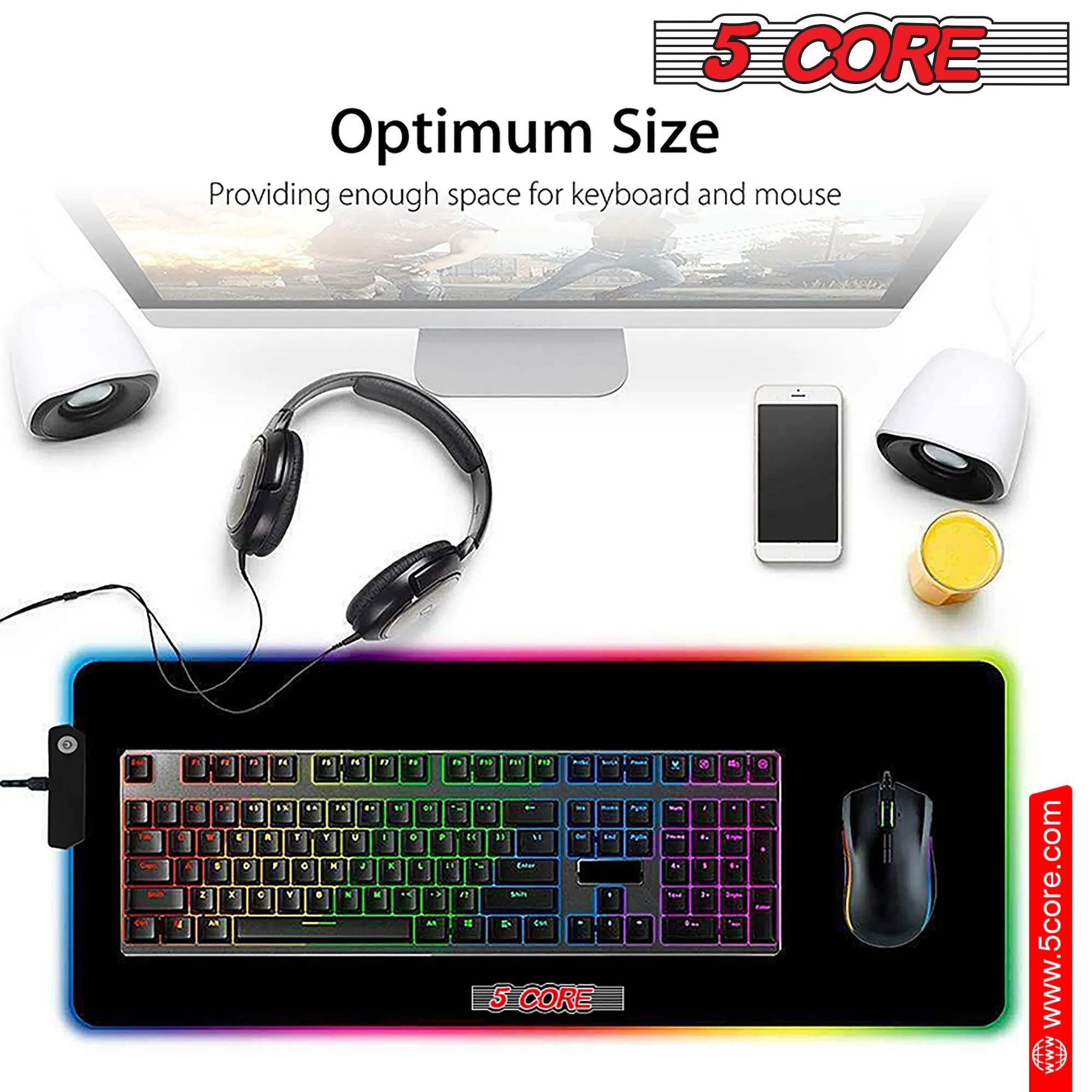 5Core RGB Soft Padded Gaming Mouse Pad