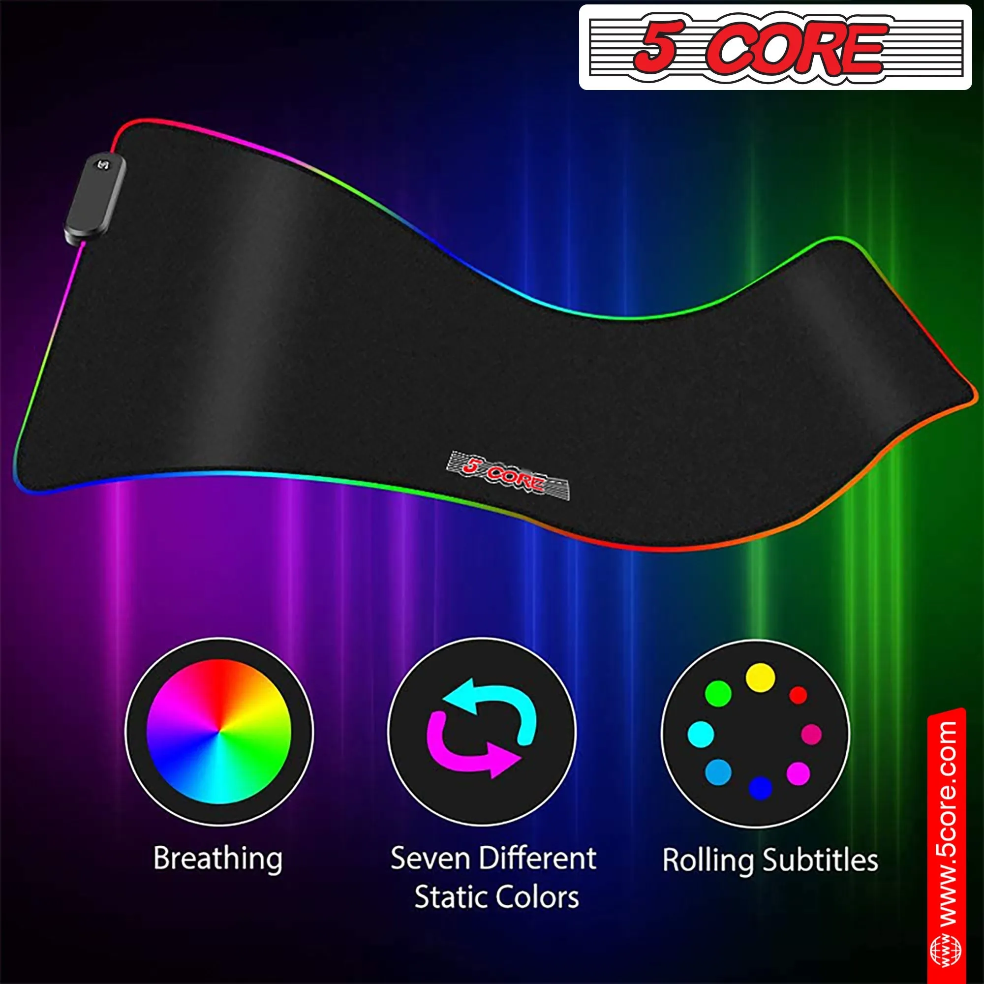 5Core RGB Soft Padded Gaming Mouse Pad