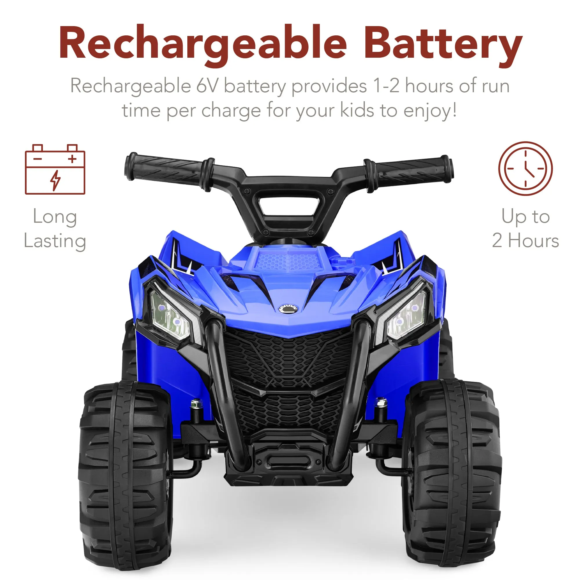 6V Kids Ride-On 4-Wheeler Quad ATV Car w/ 1.8mph Max Speed, Treaded Tires