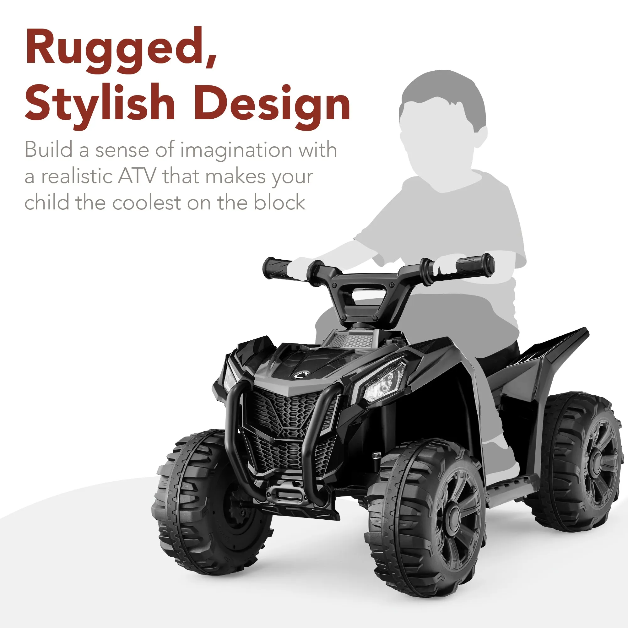 6V Kids Ride-On 4-Wheeler Quad ATV Car w/ 1.8mph Max Speed, Treaded Tires