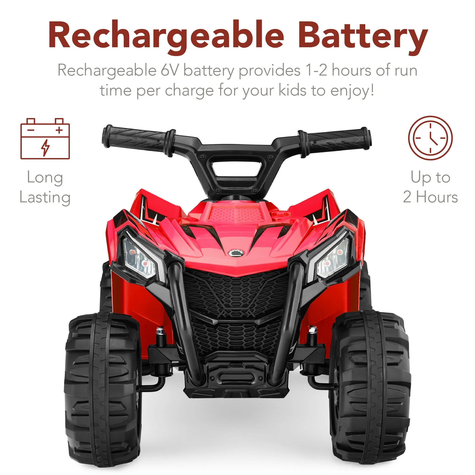 6V Kids Ride-On 4-Wheeler Quad ATV Car w/ 1.8mph Max Speed, Treaded Tires