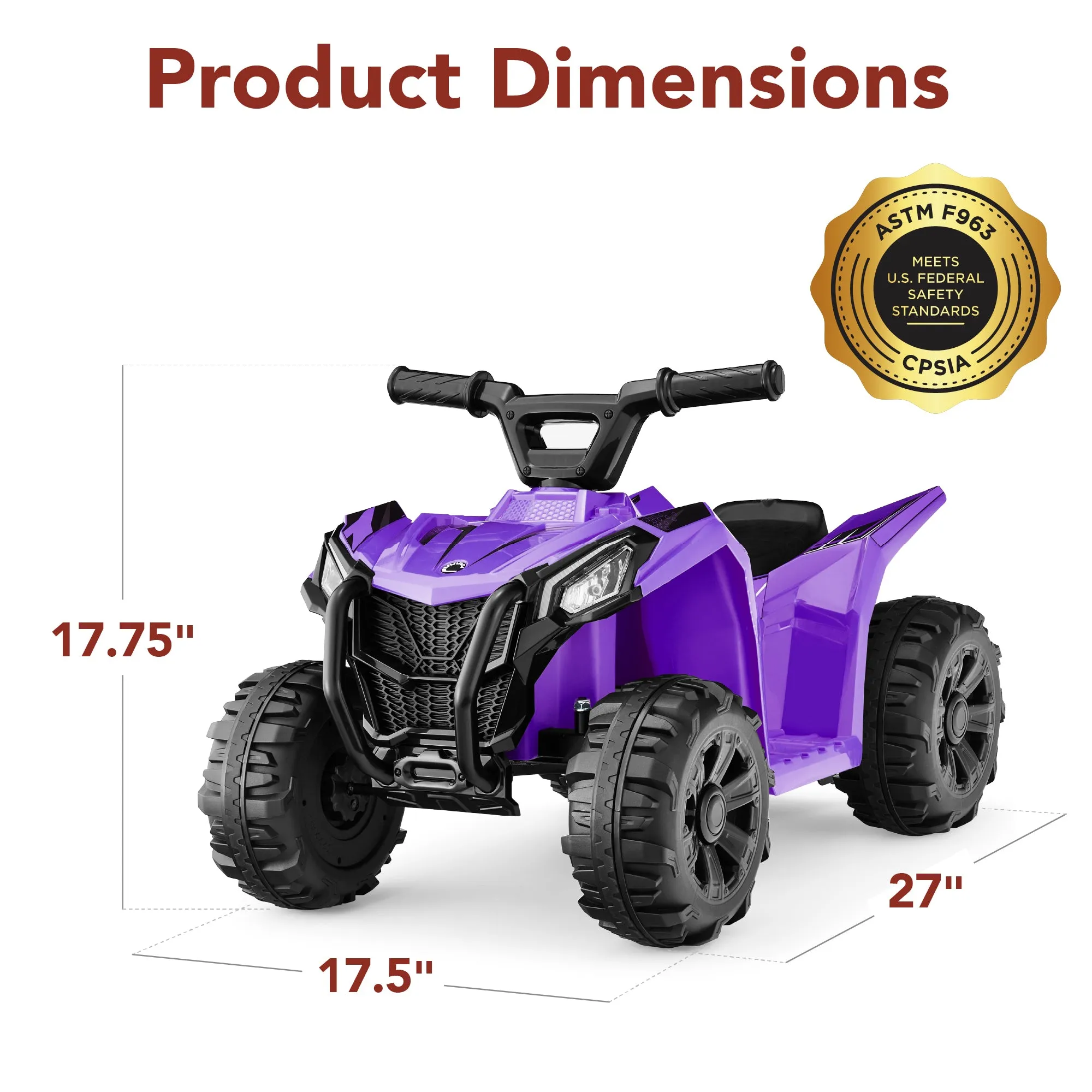 6V Kids Ride-On 4-Wheeler Quad ATV Car w/ 1.8mph Max Speed, Treaded Tires