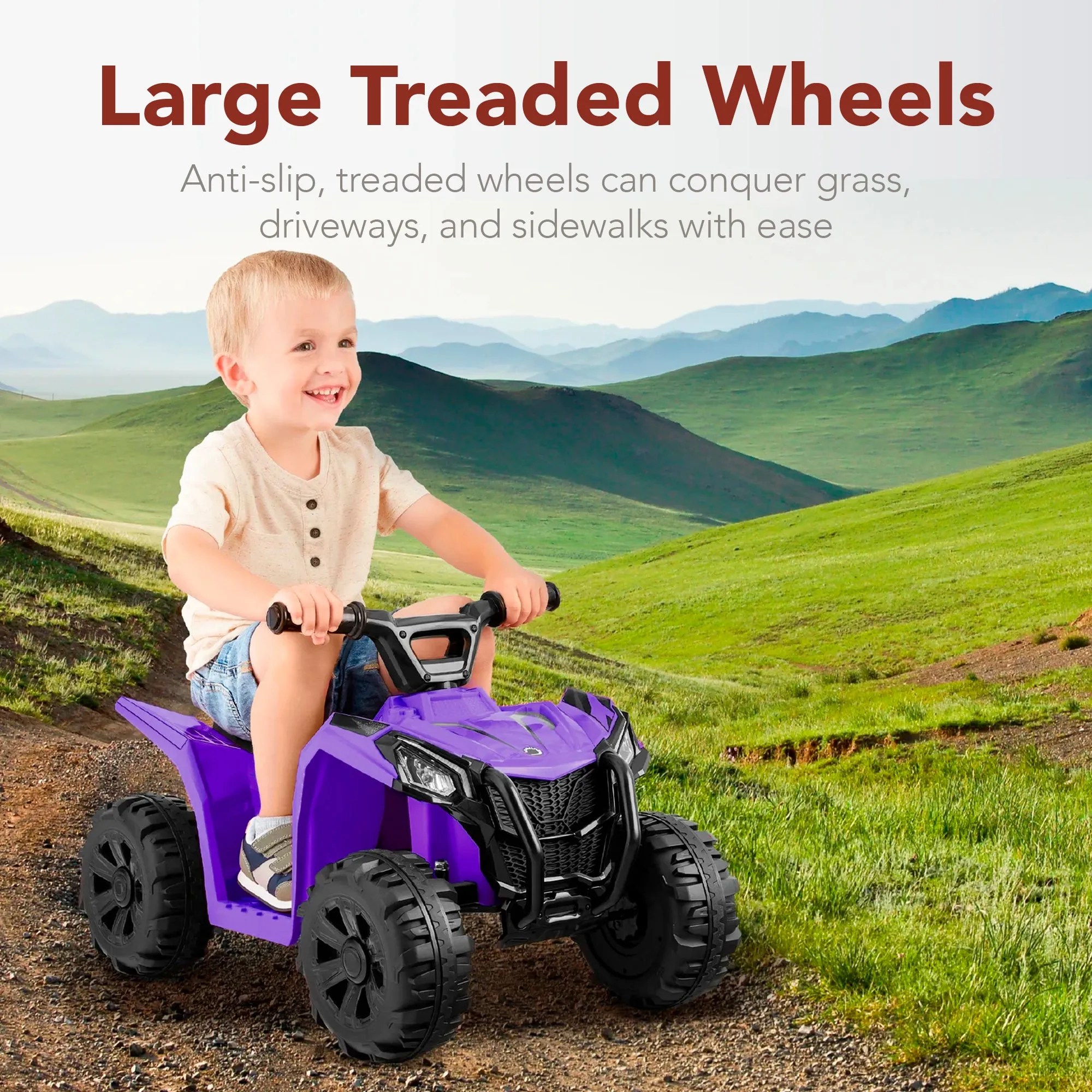 6V Kids Ride-On 4-Wheeler Quad ATV Car w/ 1.8mph Max Speed, Treaded Tires