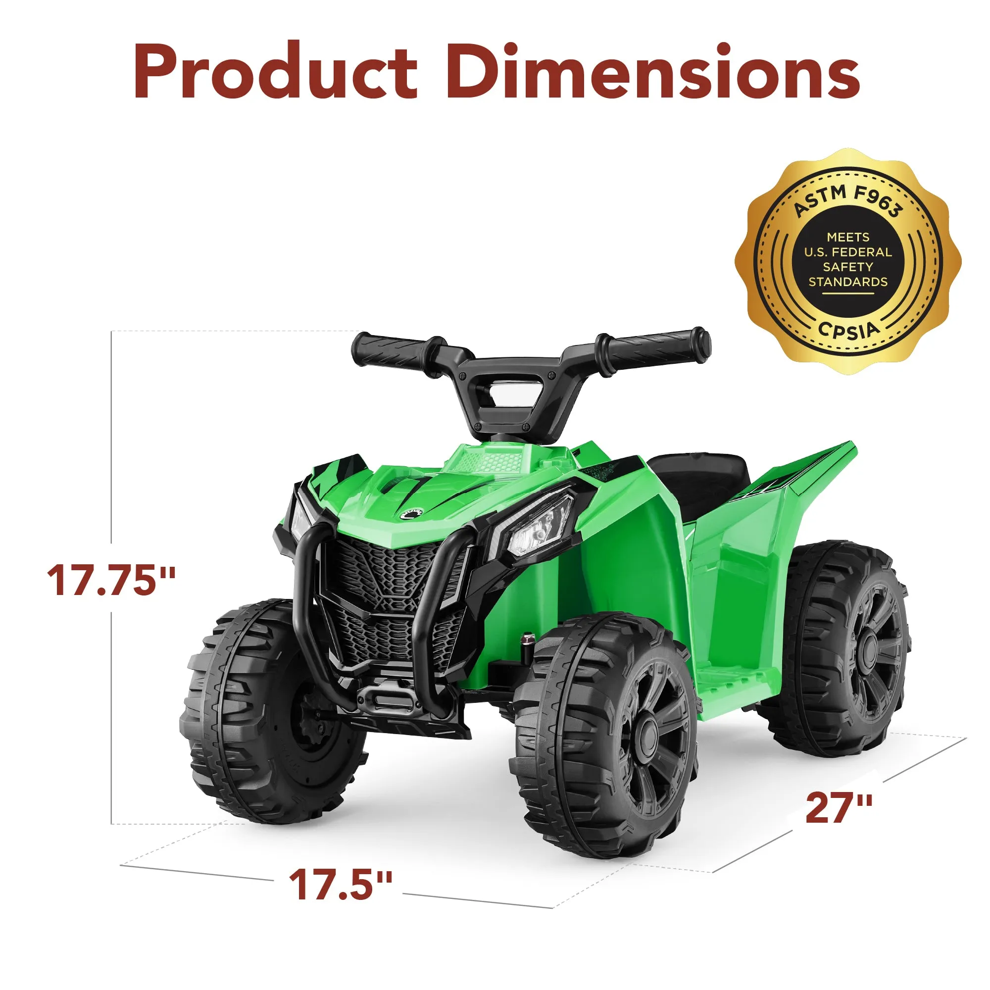 6V Kids Ride-On 4-Wheeler Quad ATV Car w/ 1.8mph Max Speed, Treaded Tires