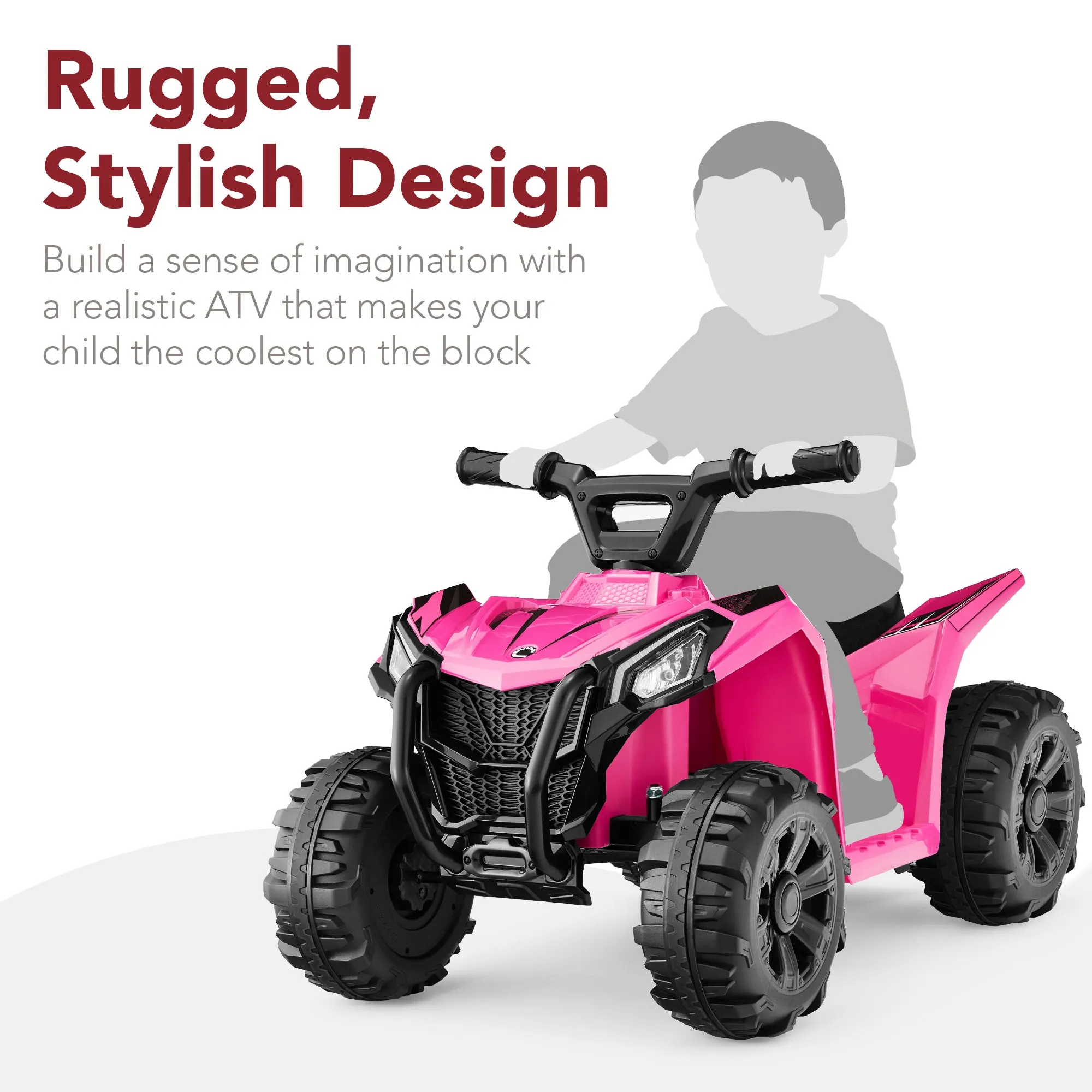 6V Kids Ride-On 4-Wheeler Quad ATV Car w/ 1.8mph Max Speed, Treaded Tires