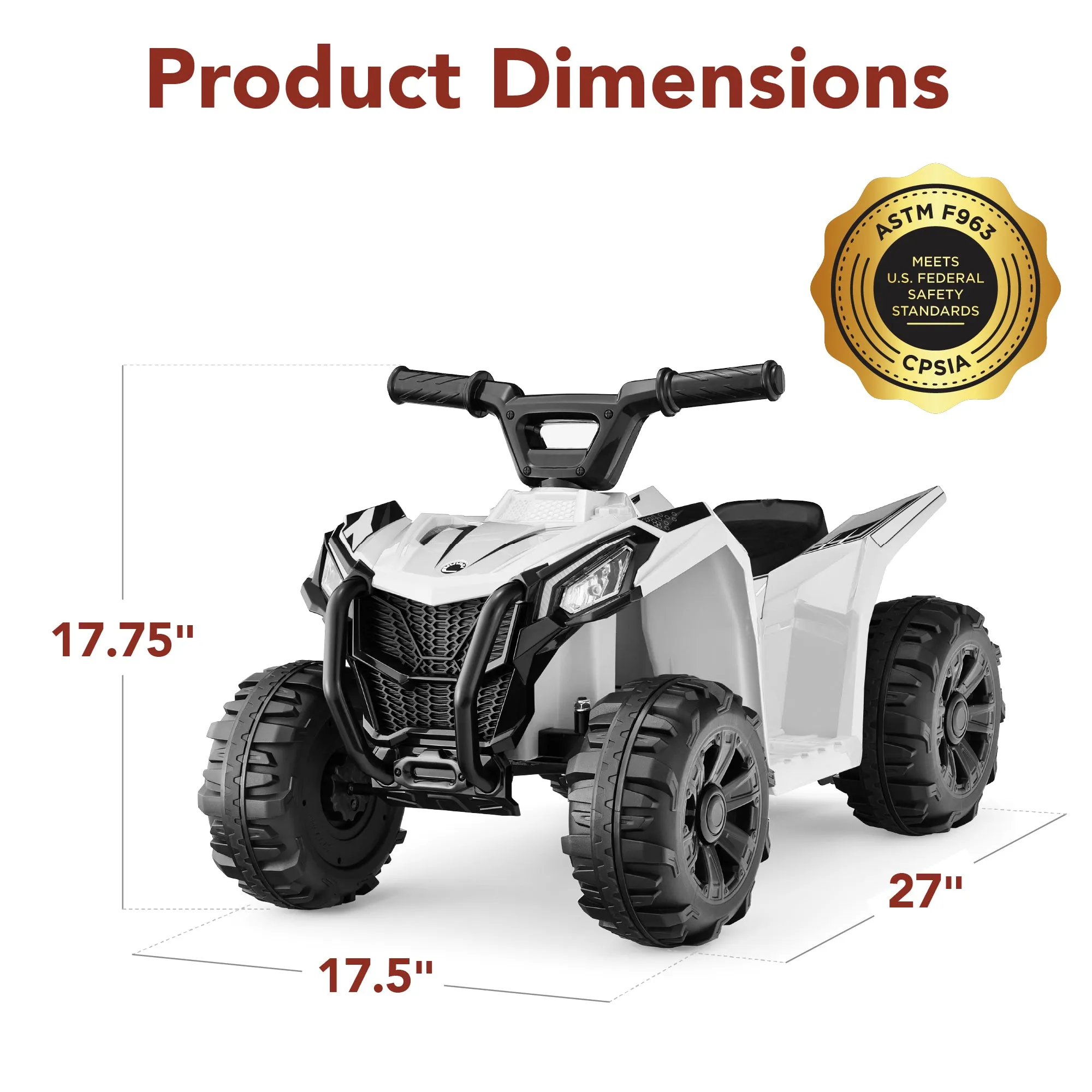 6V Kids Ride-On 4-Wheeler Quad ATV Car w/ 1.8mph Max Speed, Treaded Tires