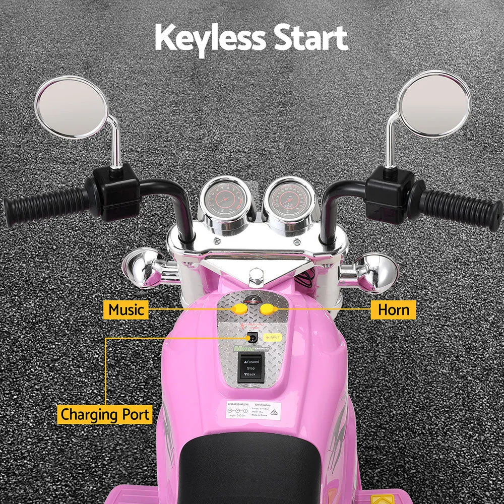 6V Pink Kids Ride On Motorcycle with Music, Lights - Rigo