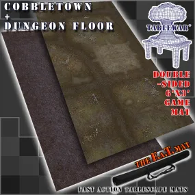 6x3' Dbl Sided 'Cobbletown   Dungeon Floor' F.A.T. Mat Gaming Mat