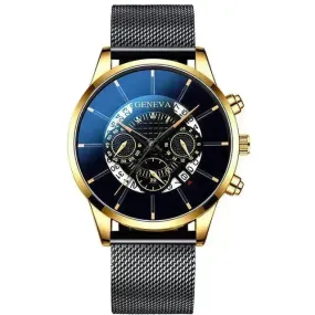 Alloy mesh calendar watch