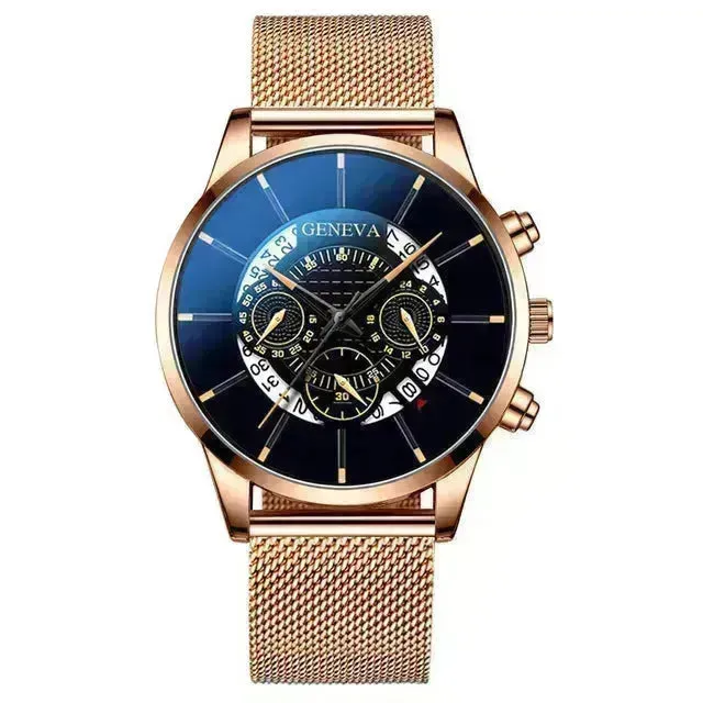 Alloy mesh calendar watch