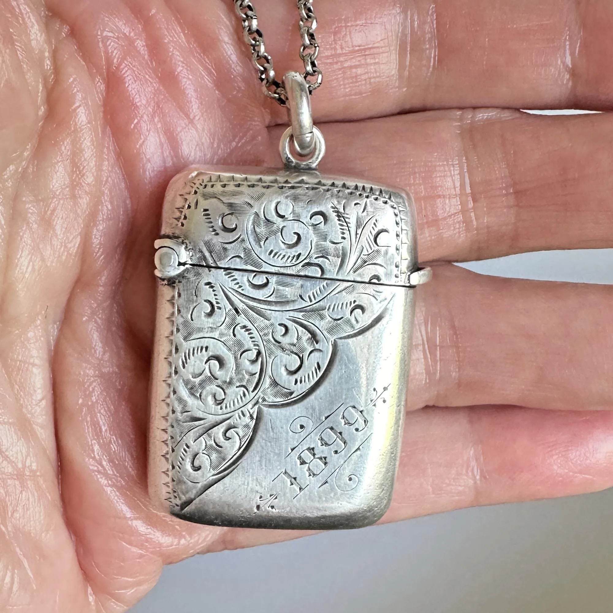 Antique Victorian Silver Match Safe Vesta Fob Pendant