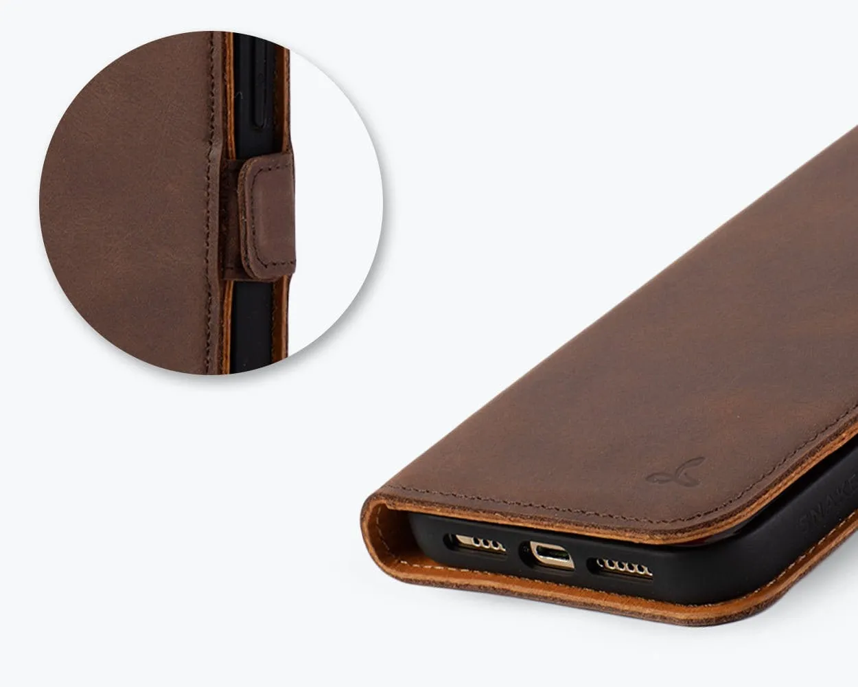 Apple iPhone 15 Pro Max - Vintage Leather Wallet (Side Clasp)