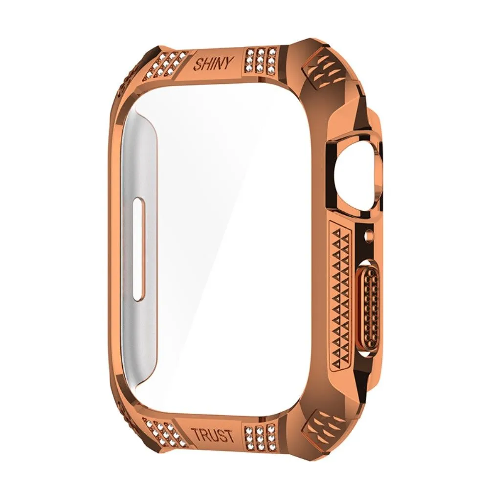 Apple Watch (41mm) rhinestone protective cover with tempered glass - Rose Gold