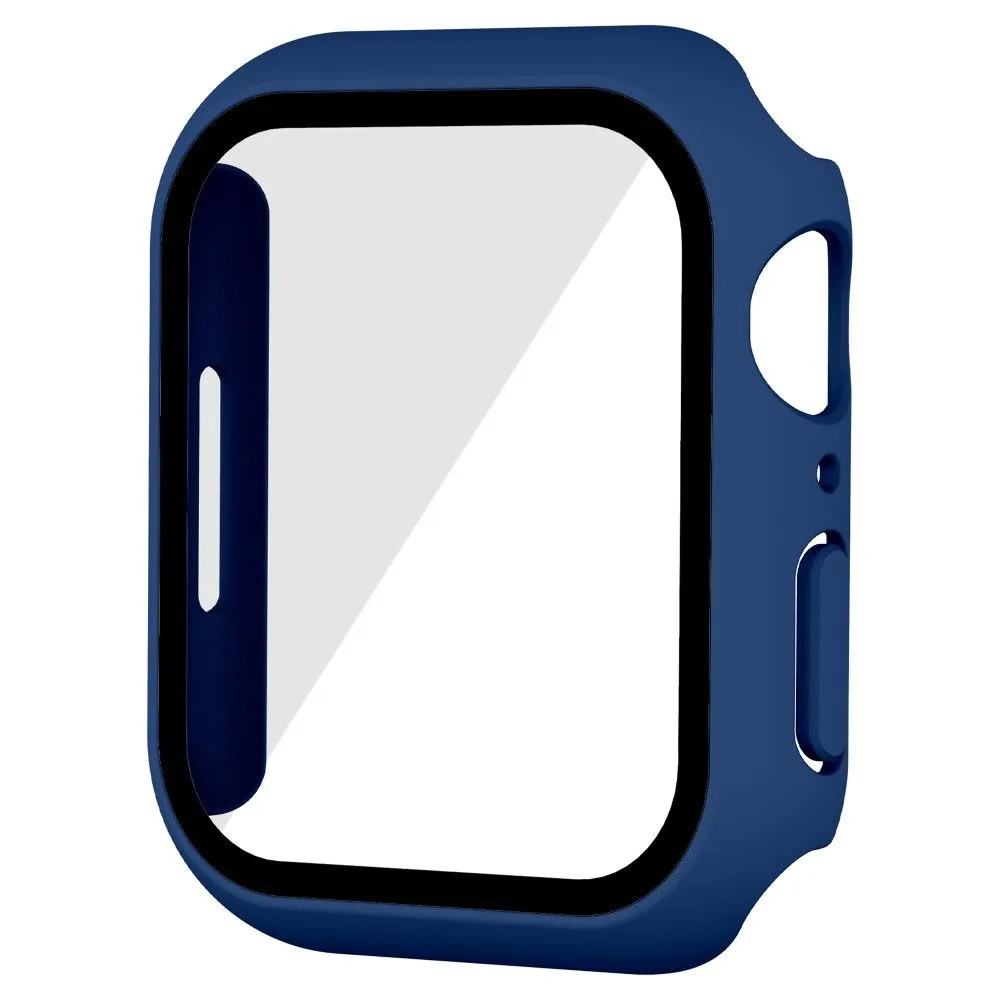 Apple Watch (41mm) rubberized hard cover with tempered glass screen protector - Dark Blue