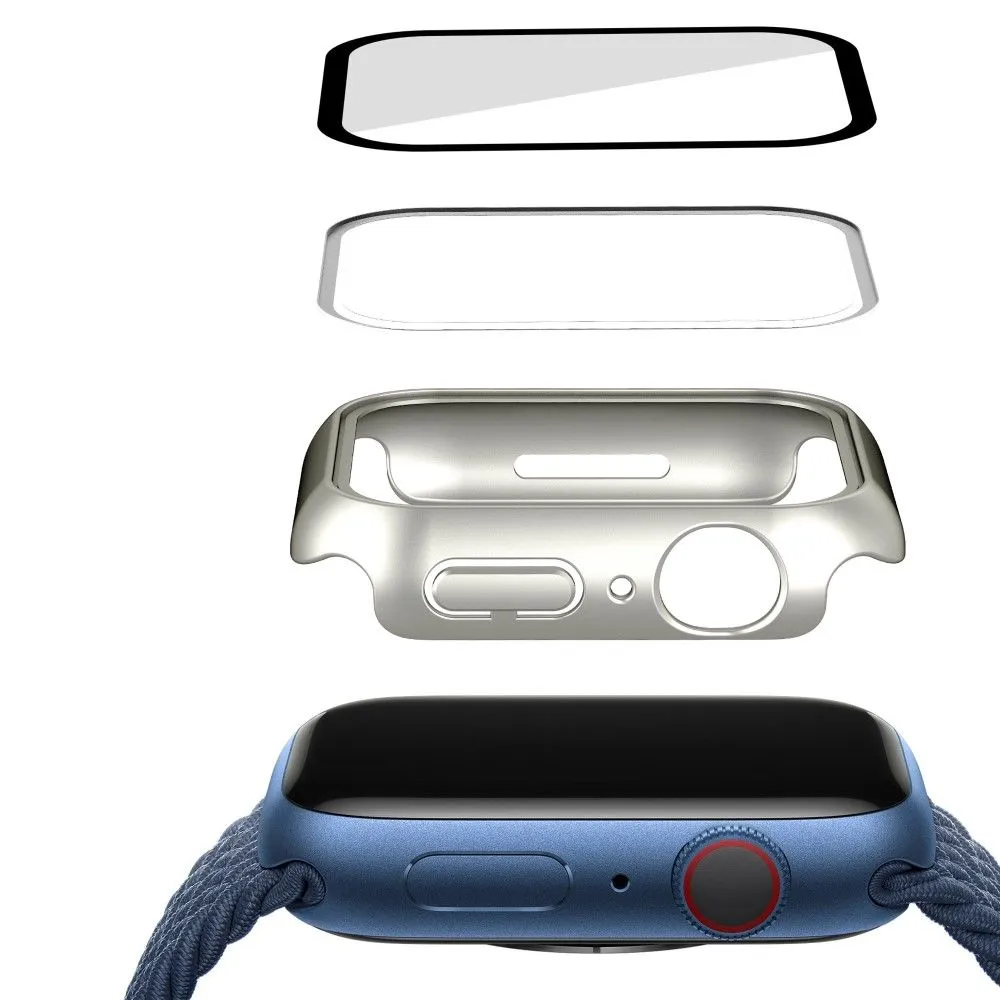 Apple Watch (41mm) rubberized hard cover with tempered glass screen protector - Dark Blue