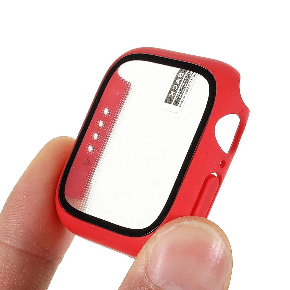 Apple Watch (45mm) matte cover with tempered glass - Red