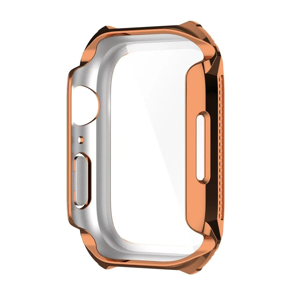 Apple Watch (45mm) rhinestone adorned cover with tempered glass screen protector - Rose Gold