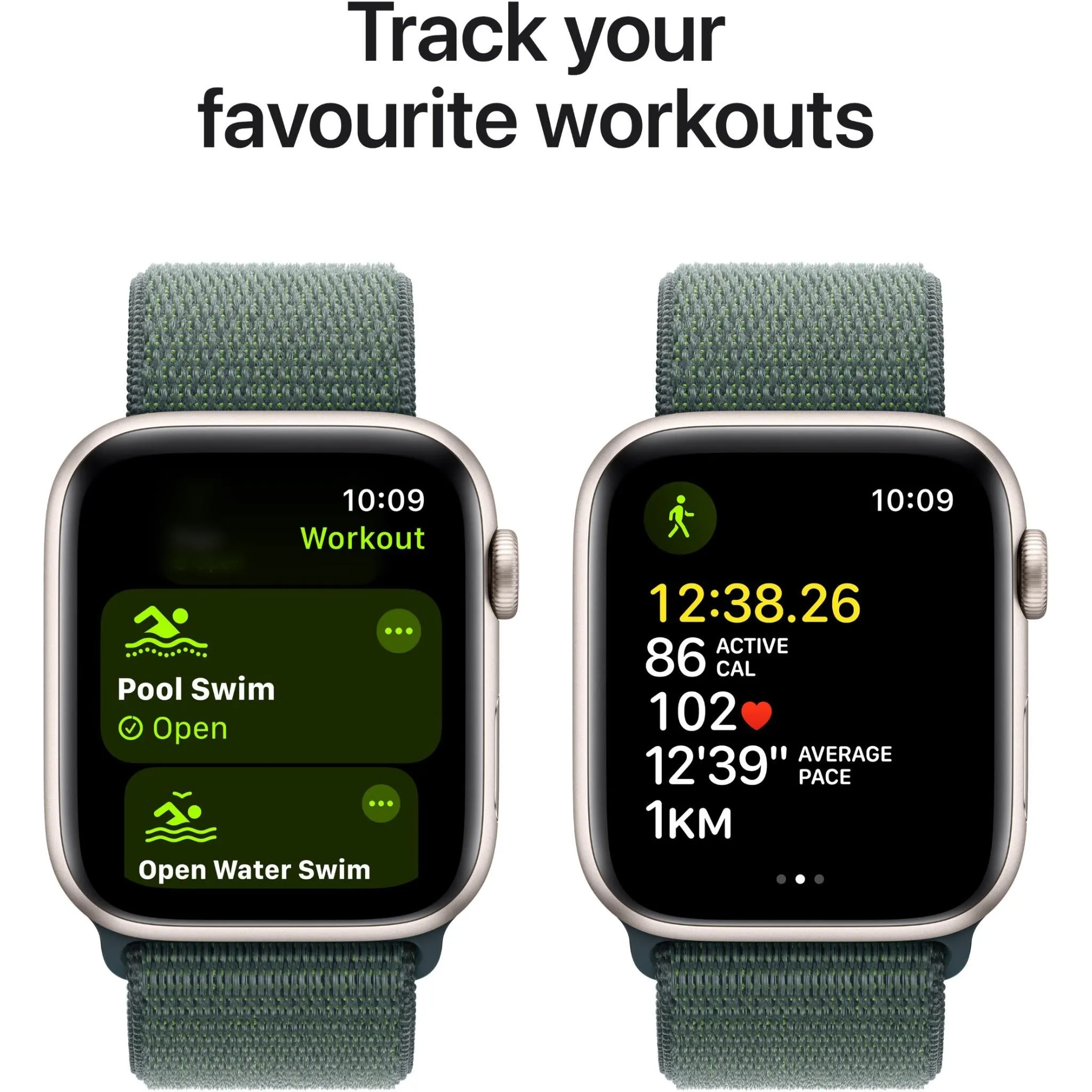 Apple Watch SE 44mm Starlight Aluminium Case GPS   Cellular Sport Loop (Lake Green) [2024]