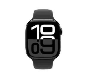 Apple Watch Series 10 GPS, 42 mm Jet Black Aluminium Case with Black Sport Band – MWWE3 (S/M)