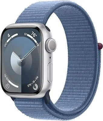 Apple Watch Series 9 (GPS) 41mm Silver Case with Winter Blue Sport Loop (MR923LL/A)