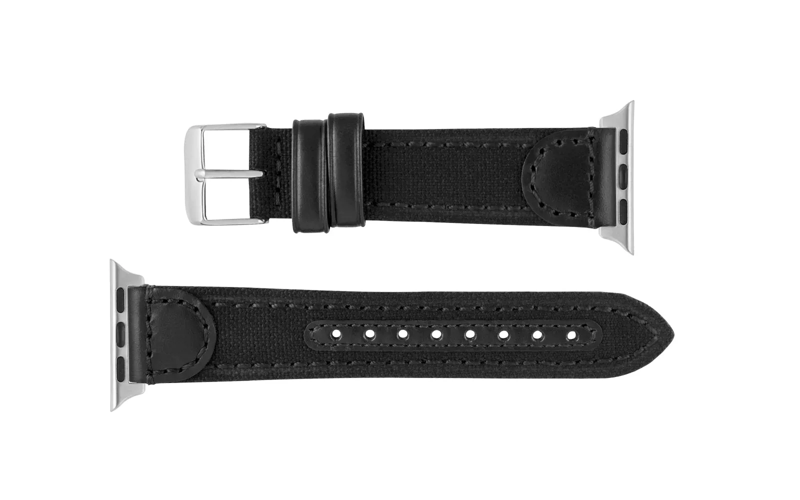 Apple Watch Strap - Black Canvas & Leather