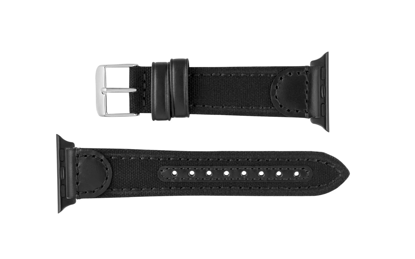 Apple Watch Strap - Black Canvas & Leather