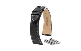 Apple Watch Strap - HIRSCH Bologna Black Textured Calfskin Leather