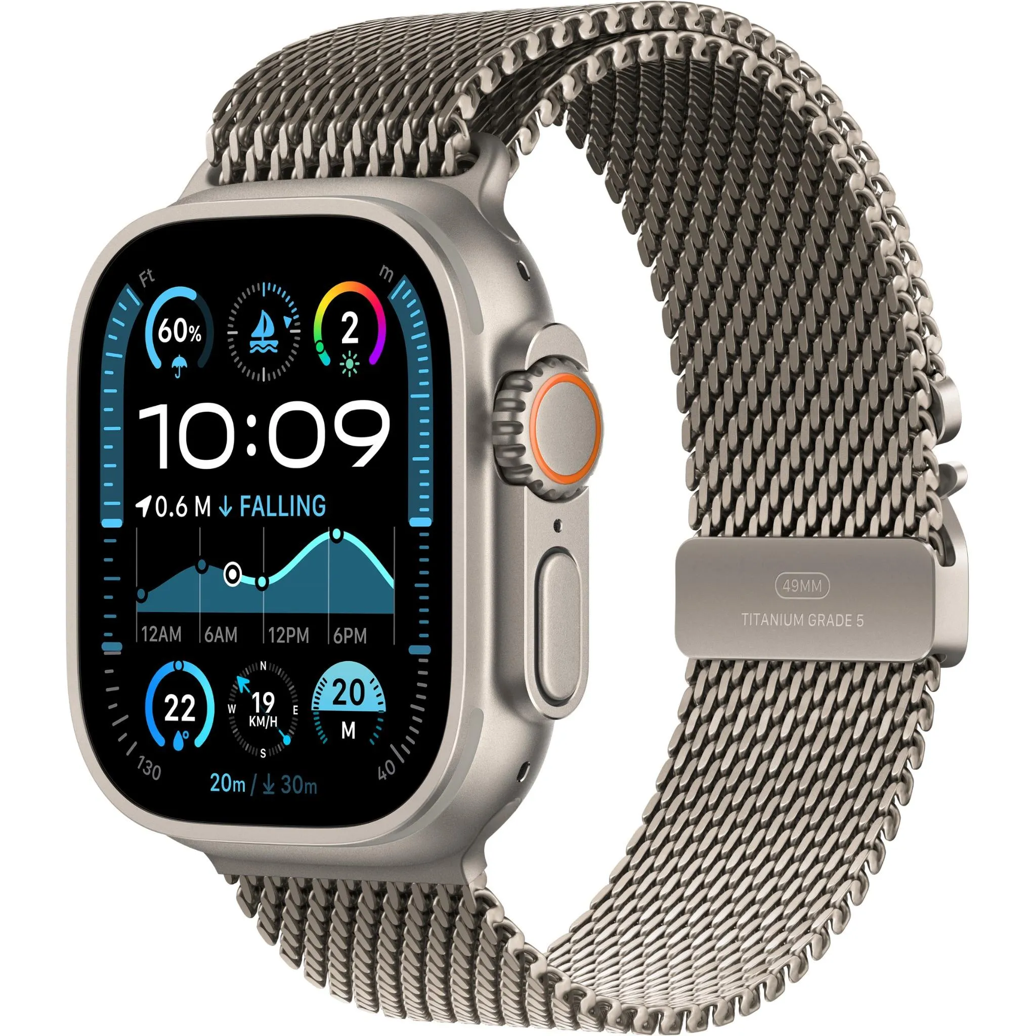 Apple Watch Ultra 2  49mm Natural Titanium Case GPS   Cellular Milanese Loop [Large]