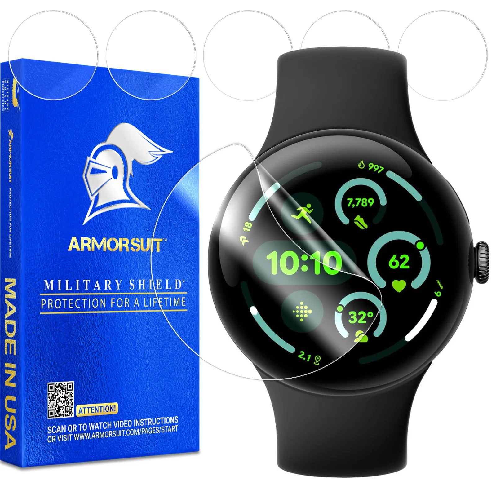 ArmorSuit [6 Pack] MilitaryShield Screen Protector Film For Google Pixel Watch 3 (2024)