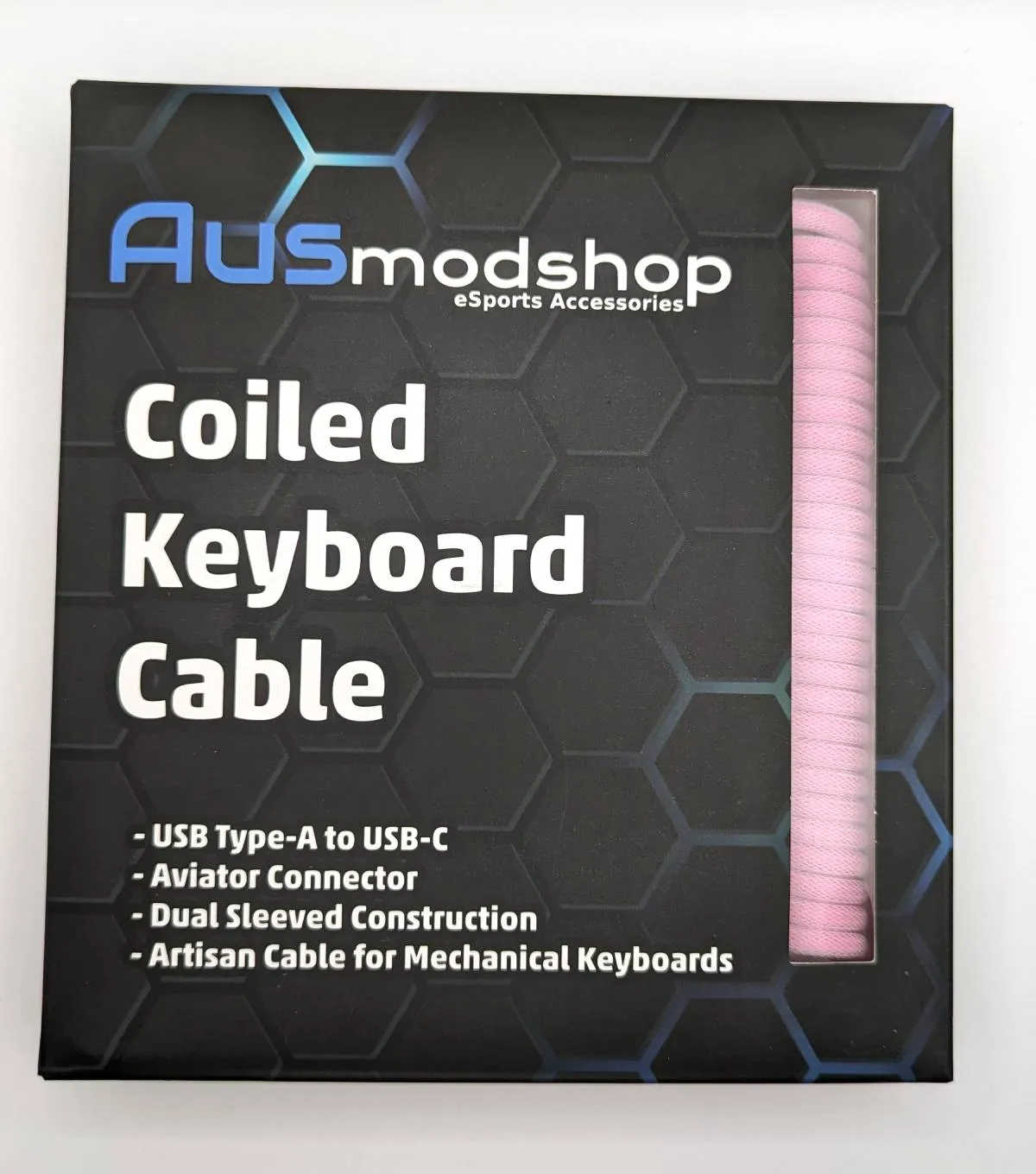 Ausmodshop Coiled Keyboard Cable - Cotton Candy