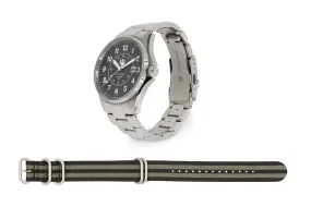 Automatic Field Watch with Stainless Steel Bracelet AND Black and Gray Nylon Strap