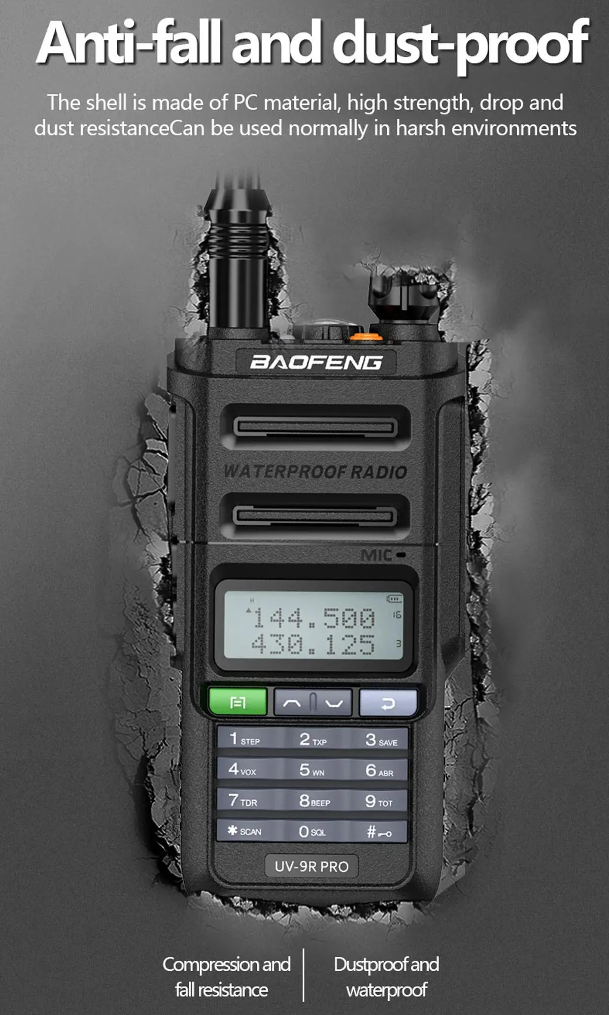 Baofeng UV-9R Pro IP68 Waterproof  Walkie Talkie Dual Band 16KM S22 Radio VHF UHF CB Ham Radio UV-9R Plus Portable Two Way Radio