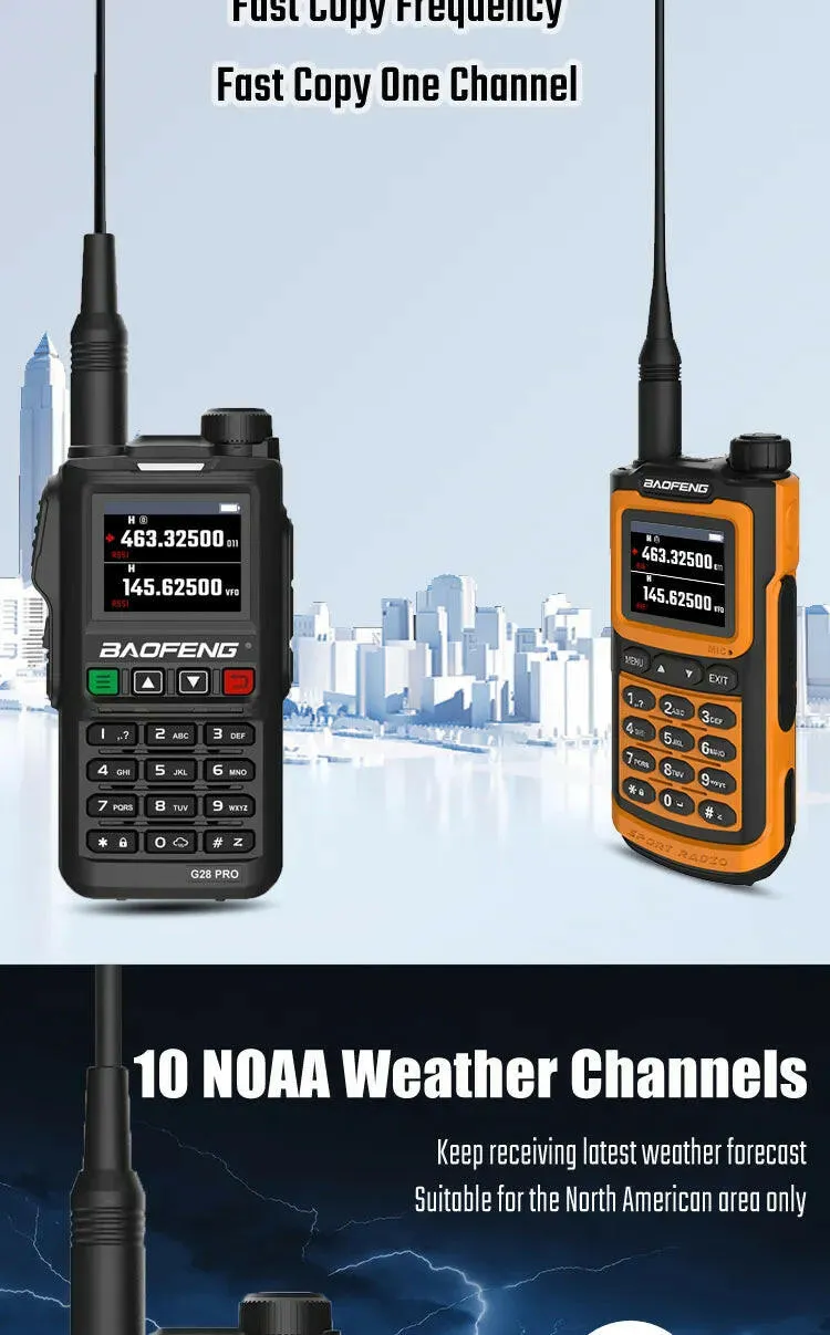 Baofeng UV-G28 PRO V2 10W High Power Waterproof Walkie Talkie Support Type-C Charger Long Range FM Radio Upgrade UV 5R PRO UV-82