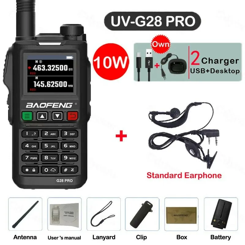 Baofeng UV-G28 PRO V2 10W High Power Waterproof Walkie Talkie Support Type-C Charger Long Range FM Radio Upgrade UV 5R PRO UV-82