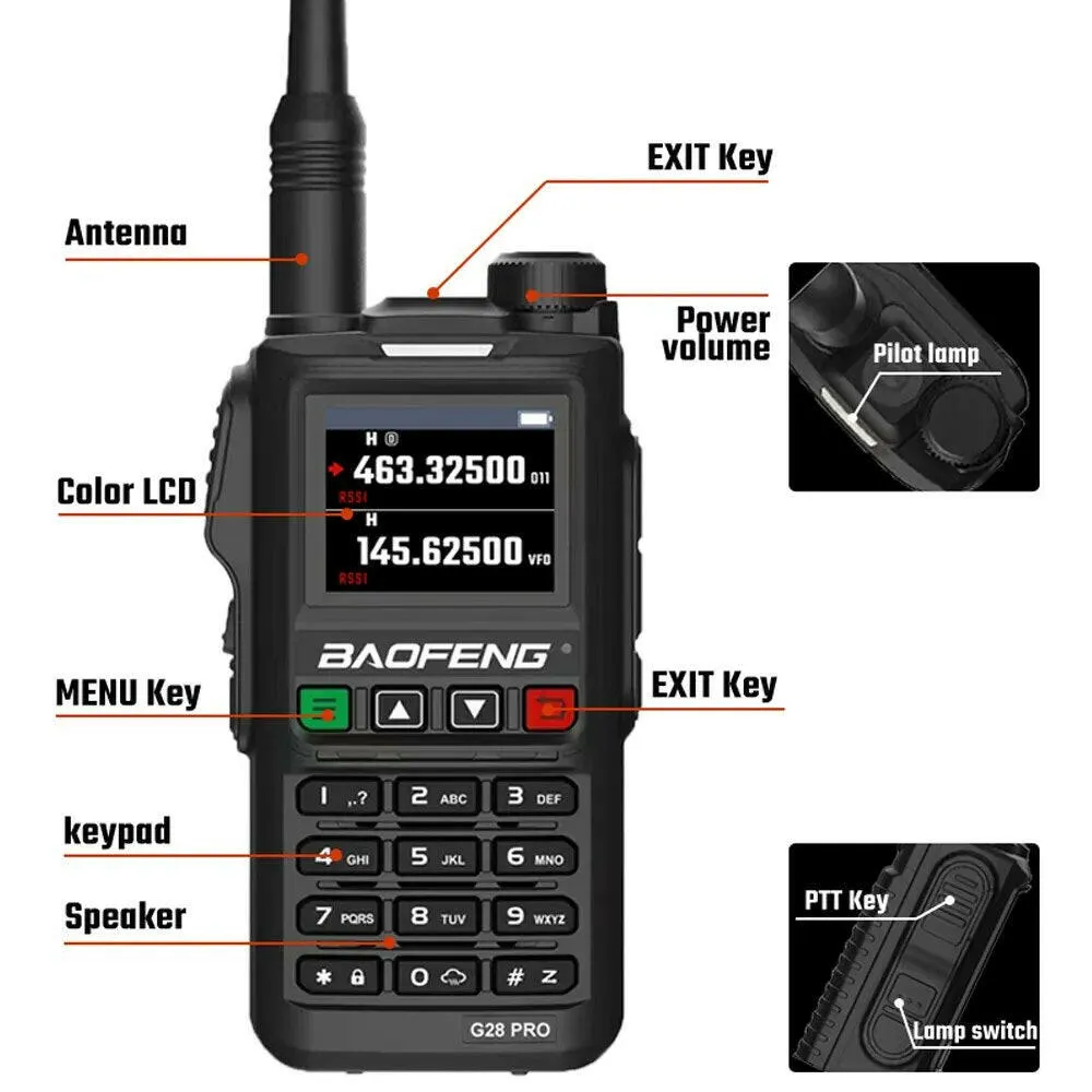 Baofeng UV-G28 PRO V2 10W High Power Waterproof Walkie Talkie Support Type-C Charger Long Range FM Radio Upgrade UV 5R PRO UV-82